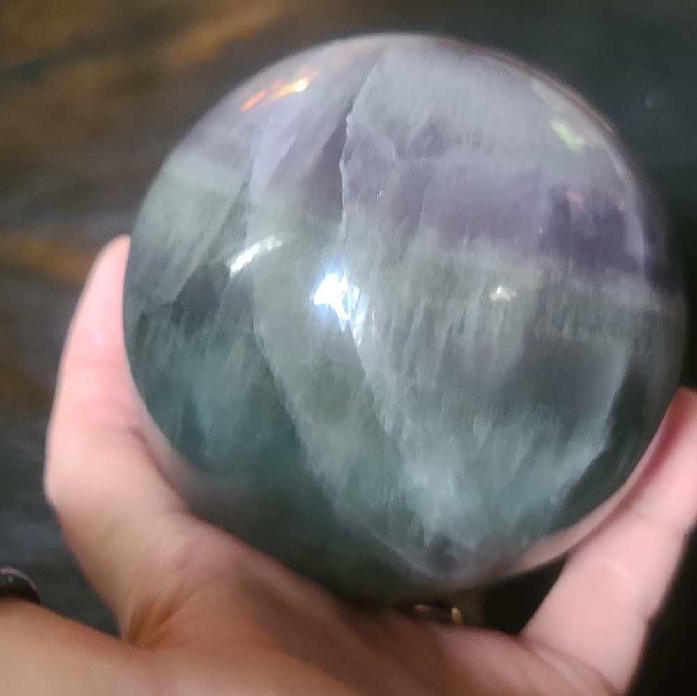 Beautiful rainbow Fluorite sphere #1 more than 8" diameter! - Picture 11 of 11